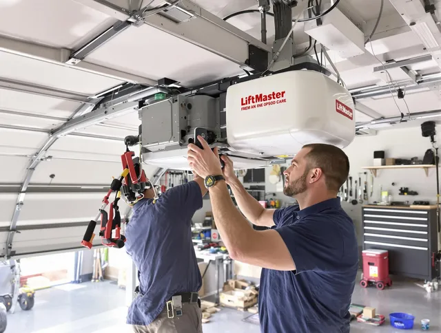 Stoneham Garage Door Repair technician performing advanced diagnostics on garage opener in Stoneham