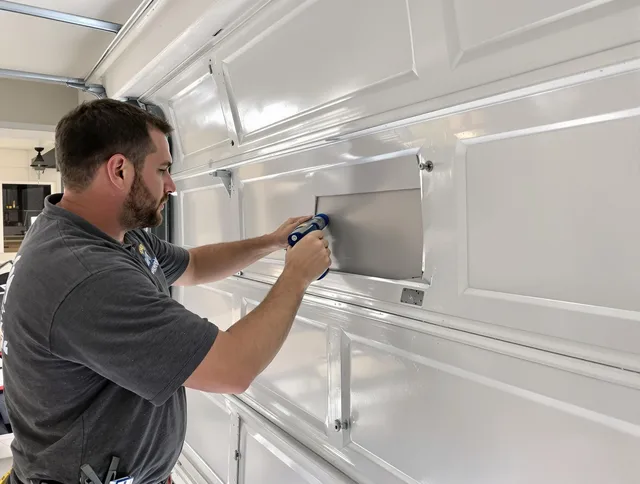 Garage door panel repair by Stoneham Garage Door Repair in Stoneham